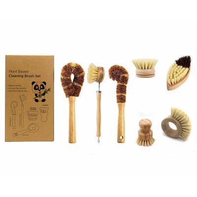 2021 hot selling Eco All nature household kitchen bamboo bottle brush dish clean vegetable potato pan scrub brushes