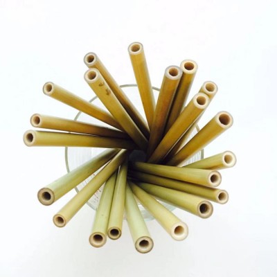 Green Bamboo eco friendly straw with customized logo reusable bamboo drinking straw set