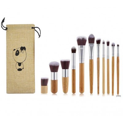 Eco friendly Foundation Powder Mineral Eye Face Make Up Brushes Set Reusble bamboo make up brush