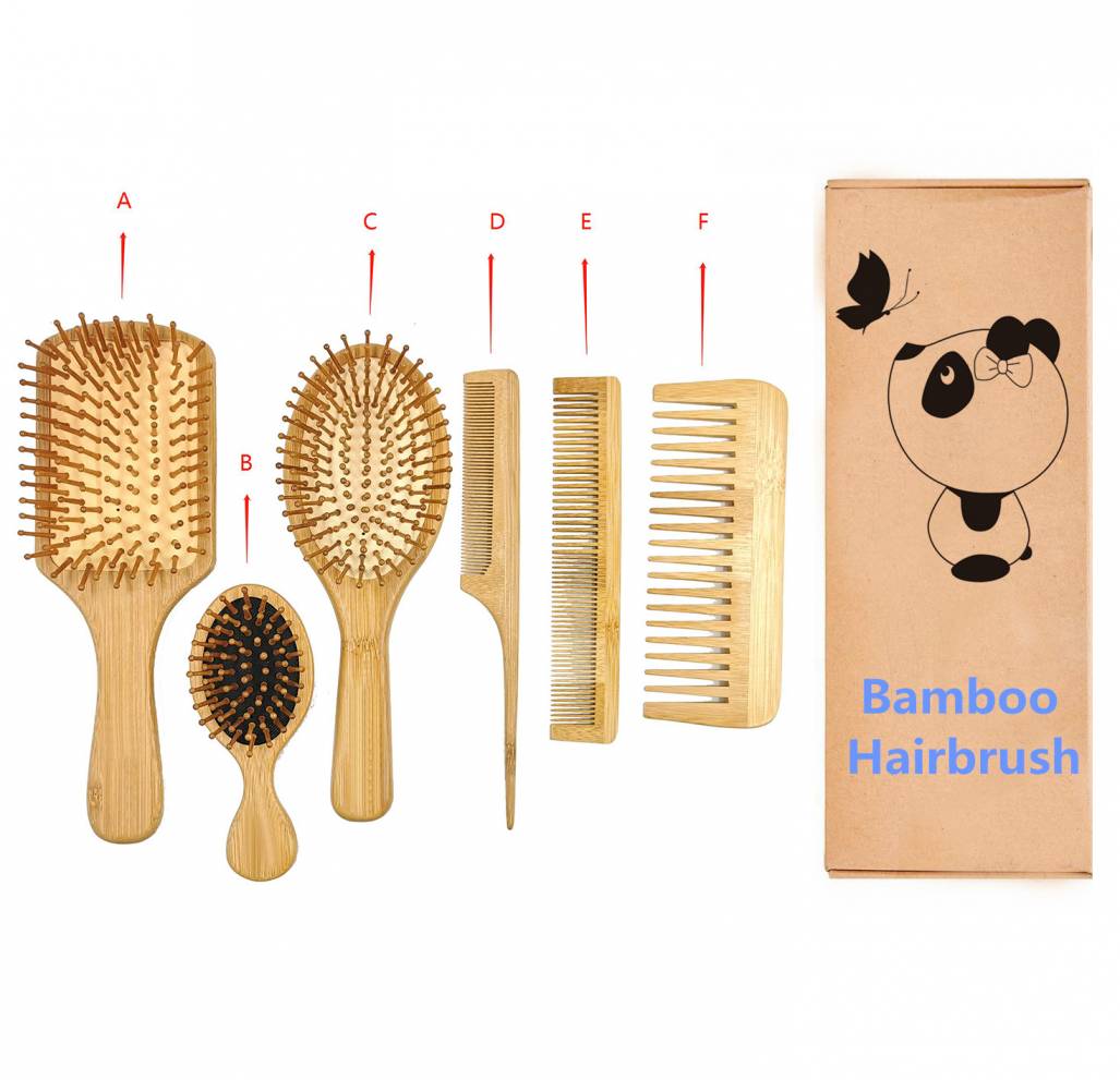 Natural Safety Biodegradable Bamboo Material Wide Round Bamboo Pins Square Bamboo Hairbrush