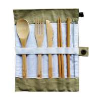 2020 amazon hot selling reusable bamboo cutlery set biodegradable and sustainable