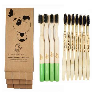 Eco- friendly Charcoal Bristles OEM Bamboo Toothbrush with Customized Packing and Logo