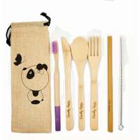 free samples amazon biodegradable and sustainable eco friendly high quality cheapest  bamboo cutlery set  with customized logo