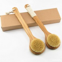 body exfoliator brush natural bamboo handle pig bristle eco friendly bamboo body bath brush customized logo