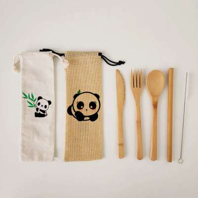 Custom logo Eco friendly eco environmental reusable bamboo cutlery set